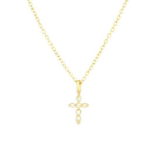 Kleine Goldene Schimmernde Kreuzkette