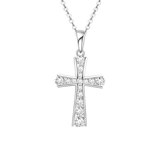 Silberne Glitzer Kreuzkette