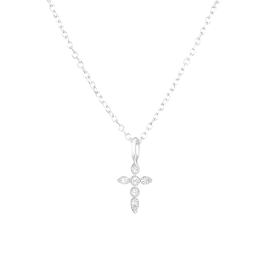 Silberne Kleine Schimmernde Kreuzkette